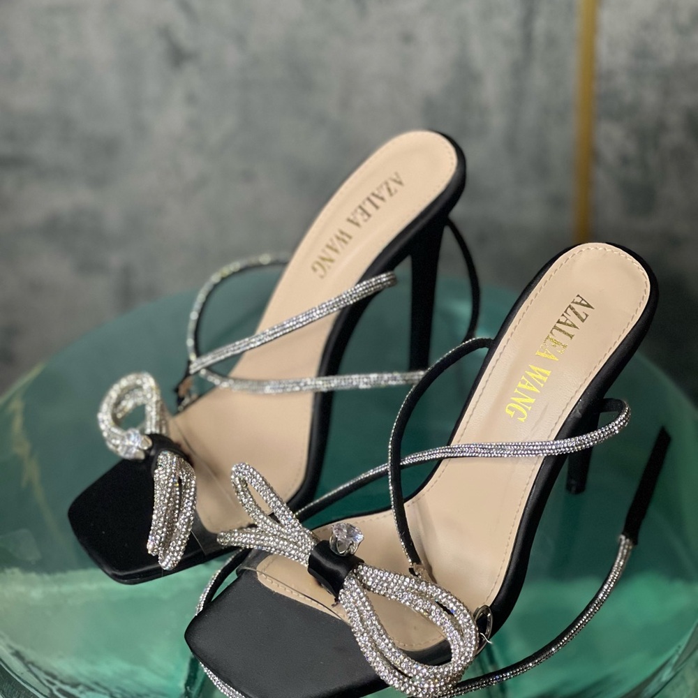 Black Rhinestone Embellished Heels